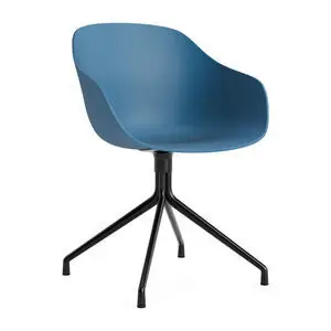 Hay - AAC220 Stol Sort pulverlakeret alu 4-stjernet drejefod Standard glider - Azurblå 2.0