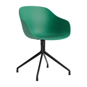 Hay - AAC220 Stol Sort pulverlakeret alu 4-stjernet drejefod Standard glider - Blågrøn 2.0