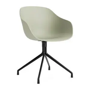 Hay - AAC220 Stol Sort pulverlakeret alu 4-stjernet drejefod Standard glider - Pastelgrøn 2.0