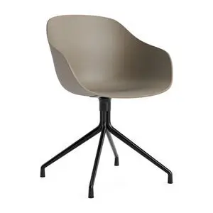 Hay - AAC220 Stol Sort pulverlakeret alu 4-stjernet drejefod Standard glider - Khaki 2.0