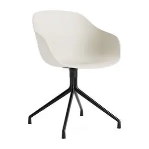 Hay - AAC220 Stol Sort pulverlakeret alu 4-stjernet drejefod Standard glider - Meleret creme 2.0