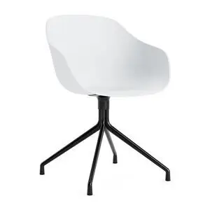 Hay - AAC220 Stol Sort pulverlakeret alu 4-stjernet drejefod Standard glider - Hvid 2.0