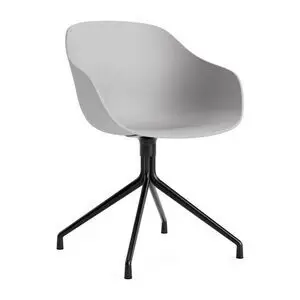 Hay - AAC220 Stol Sort pulverlakeret alu 4-stjernet drejefod Standard glider - Betongrå 2.0