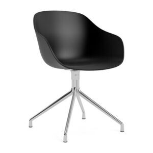 Hay - AAC220 Stol Poleret alu 4-stjernet drejefod Standard glider - Sort 2.0