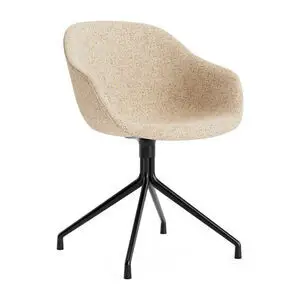 Hay - AAC221 Stol Sort pulverlakeret alu 4-stjernet drejefod Standard glider - Sort