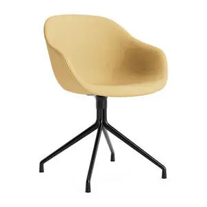Hay - AAC221 Stol Sort pulverlakeret alu 4-stjernet drejefod Standard glider - Sort