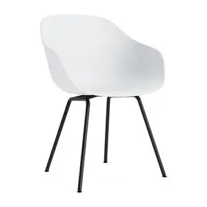 Hay - AAC226 Stol Sort pulverlakeret stålstel Standard glider - Hvid 2.0