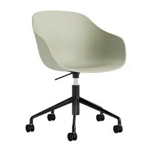Hay - AAC252 Stol Sort pulverlakeret alu 5-stjernet drejestol Gaslift Hjulbase - Pastelgrøn 2.0