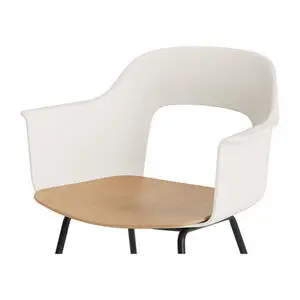 Hay - Layout Lænestol 212 Sort pulverlakeret stål 4-benet fod Standard glider - Cremehvid