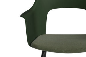 Hay - Layout Lænestol 213 Sort pulverlakeret stål 4-benet fod Standard glider - Flaskegrøn