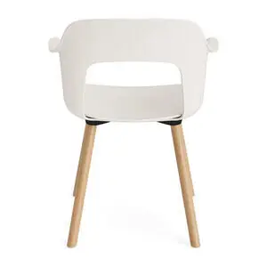 Hay - Layout Lænestol 221 Lakeret massiv eg 4-benet fod Standard glider - Cremehvid