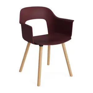 Hay - Layout Lænestol 221 Lakeret massiv eg 4-benet fod Standard glider - Bordeaux