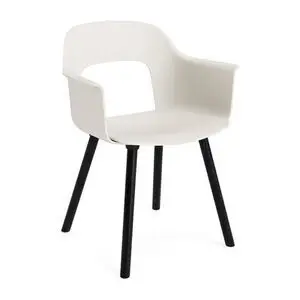 Hay - Layout Lænestol 221 Sortlakeret massiv eg 4-benet fod Standard glider - Cremehvid
