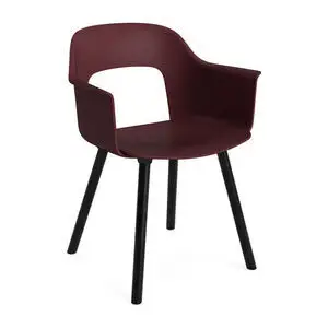 Hay - Layout Lænestol 221 Sortlakeret massiv eg 4-benet fod Standard glider - Bordeaux