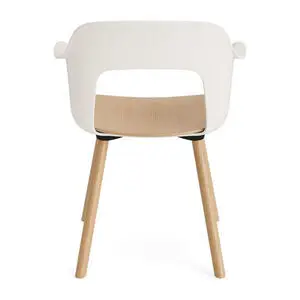 Hay - Layout Lænestol 222 Lakeret massiv eg 4-benet fod Standard glider - Cremehvid