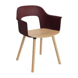 Hay - Layout Lænestol 222 Lakeret massiv eg 4-benet fod Standard glider - Bordeaux