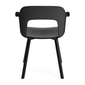 Hay - Layout Lænestol 222 Sortlakeret massiv eg 4-benet fod Standard glider - Sort