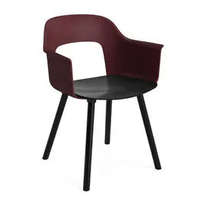 Hay - Layout Lænestol 222 Sortlakeret massiv eg 4-benet fod Standard glider - Bordeaux