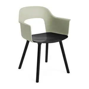 Hay - Layout Lænestol 222 Sortlakeret massiv eg 4-benet fod Standard glider - Pastelgrøn