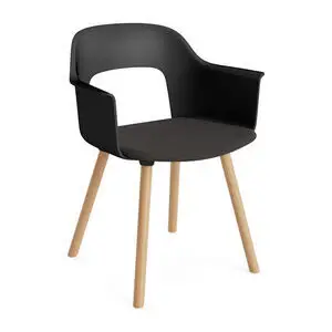 Hay - Layout Lænestol 223 Lakeret massiv eg 4-benet fod Standard glider - Sort