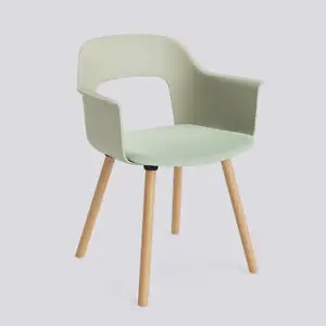 Hay - Layout Lænestol 223 Lakeret massiv eg 4-benet fod Standard glider - Pastelgrøn
