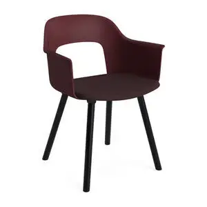 Hay - Layout Lænestol 223 Sortlakeret massiv eg 4-benet fod Standard glider - Bordeaux