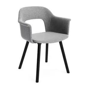Hay - Layout Lænestol 224 Sortlakeret massiv eg 4-benet fod Standard glider - Sort