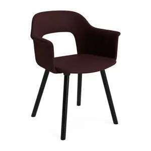 Hay - Layout Lænestol 224 Sortlakeret massiv eg 4-benet fod Standard glider - Sort