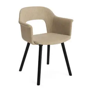 Hay - Layout Lænestol 224 Sortlakeret massiv eg 4-benet fod Standard glider - Sort
