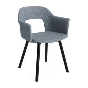 Hay - Layout Lænestol 224 Sortlakeret massiv eg 4-benet fod Standard glider - Sort