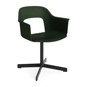 Hay - Layout Lænestol 231 Sort pulverlakeret aluminium 4-stjernet drejefod Standard glider - Flaskegrøn
