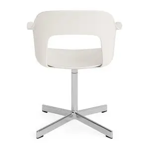 Hay - Layout Lænestol 231 Poleret aluminium 4-stjernet drejefod Standard glider - Cremehvid