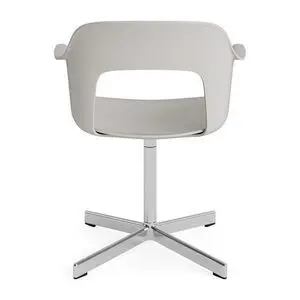 Hay - Layout Lænestol 231 Poleret aluminium 4-stjernet drejefod Standard glider - Himmelgrå