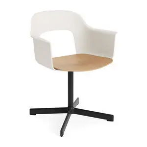 Hay - Layout Lænestol 232 Sort pulverlakeret aluminium 4-stjernet drejefod Standard glider - Cremehvid