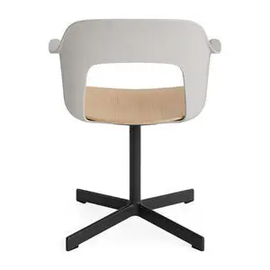 Hay - Layout Lænestol 232 Sort pulverlakeret aluminium 4-stjernet drejefod Standard glider - Himmelgrå