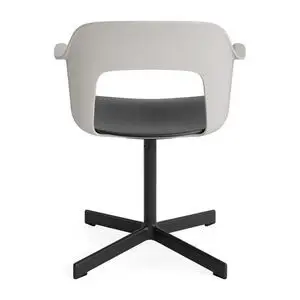 Hay - Layout Lænestol 232 Sort pulverlakeret aluminium 4-stjernet drejefod Standard glider - Himmelgrå