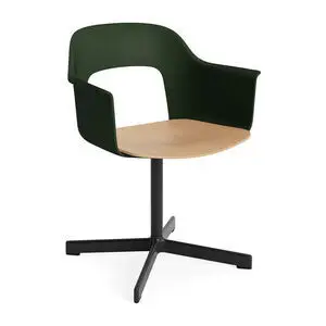 Hay - Layout Lænestol 232 Sort pulverlakeret aluminium 4-stjernet drejefod Standard glider - Flaskegrøn