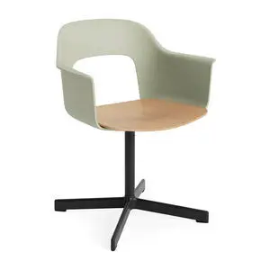 Hay - Layout Lænestol 232 Sort pulverlakeret aluminium 4-stjernet drejefod Standard glider - Pastelgrøn