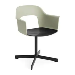 Hay - Layout Lænestol 232 Sort pulverlakeret aluminium 4-stjernet drejefod Standard glider - Pastelgrøn