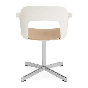 Hay - Layout Lænestol 232 Poleret aluminium 4-stjernet drejefod Standard glider - Cremehvid