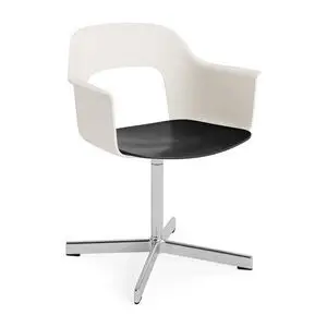 Hay - Layout Lænestol 232 Poleret aluminium 4-stjernet drejefod Standard glider - Cremehvid