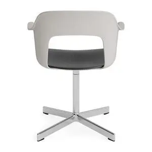 Hay - Layout Lænestol 232 Poleret aluminium 4-stjernet drejefod Standard glider - Himmelgrå