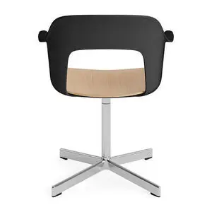 Hay - Layout Lænestol 232 Poleret aluminium 4-stjernet drejefod Standard glider - Sort