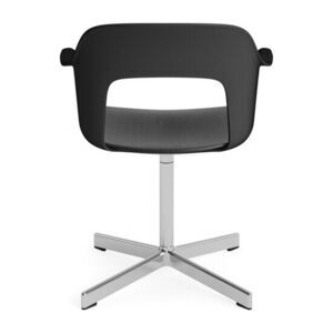 Hay - Layout Lænestol 232 Poleret aluminium 4-stjernet drejefod Standard glider - Sort