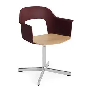 Hay - Layout Lænestol 232 Poleret aluminium 4-stjernet drejefod Standard glider - Bordeaux