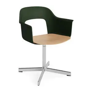 Hay - Layout Lænestol 232 Poleret aluminium 4-stjernet drejefod Standard glider - Flaskegrøn
