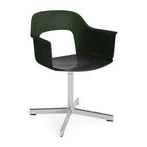 Hay - Layout Lænestol 232 Poleret aluminium 4-stjernet drejefod Standard glider - Flaskegrøn