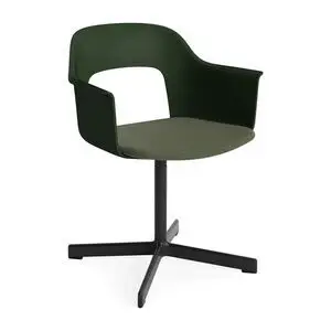 Hay - Layout Lænestol 233 Sort pulverlakeret aluminium 4-stjernet drejefod Standard glider - Flaskegrøn