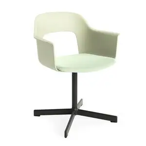 Hay - Layout Lænestol 233 Sort pulverlakeret aluminium 4-stjernet drejefod Standard glider - Pastelgrøn