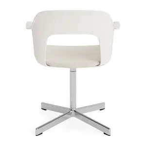 Hay - Layout Lænestol 233 Poleret aluminium 4-stjernet drejefod Standard glider - Cremehvid
